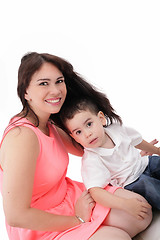 Image showing Pretty young women with her son isolated