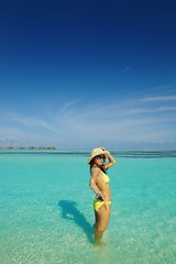 Image showing beautiful  woman relax on tropical  beach