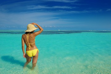 Image showing beautiful  woman relax on tropical  beach