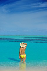 Image showing beautiful  woman relax on tropical  beach