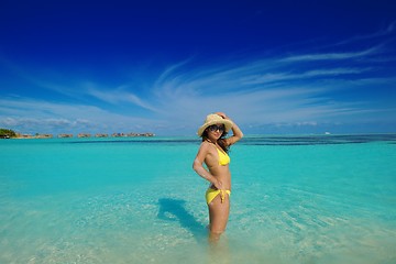 Image showing beautiful  woman relax on tropical  beach