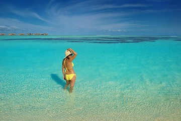 Image showing beautiful  woman relax on tropical  beach