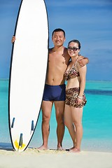 Image showing happy young  couple enjoying summer on beach