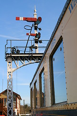 Image showing Vintage Railway Carriage & Signals