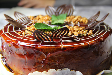 Image showing Beautiful glazed caramel cake