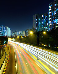 Image showing highway evening light trail
