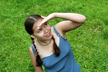 Image showing Teenage girl Looking up