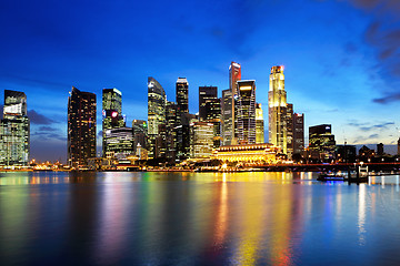 Image showing Singapore city skyline at night 