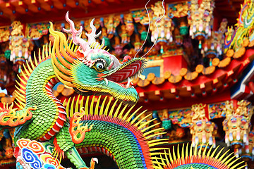 Image showing Chinese dragon on roof 
