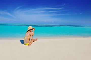 Image showing beautiful  woman relax on tropical  beach