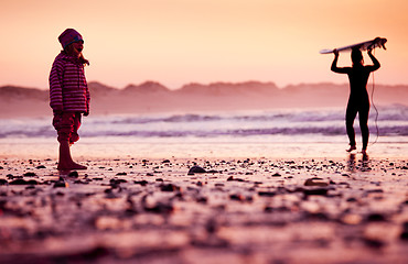 Image showing Little girl in the beach