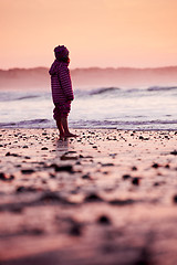 Image showing Little girl in the beach