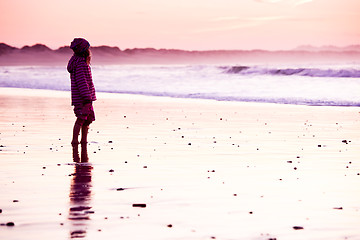 Image showing Little girl in the beach