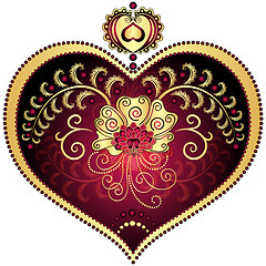 Image showing Red and gold vintage heart