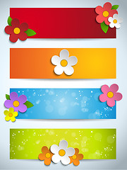 Image showing Beautiful Spring Flowers Set of Banners