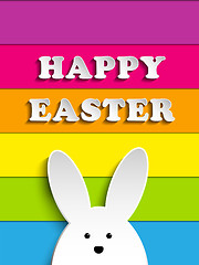 Image showing Happy Easter Rabbit Bunny on Rainbow Background