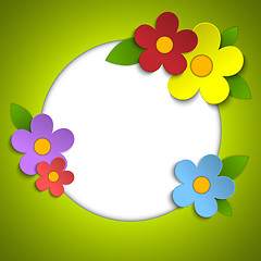 Image showing Beautiful Spring Flowers Green Background 