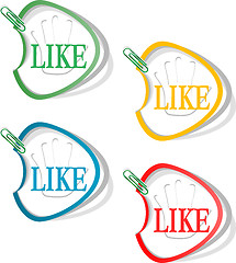 Image showing Stickers set with Like symbol on hand