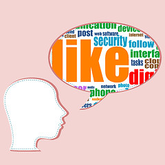 Image showing social media words on man head - business concept