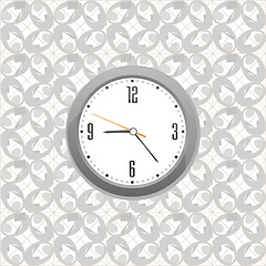 Image showing grey clock on wall pattern style background