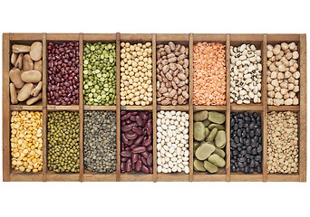 Image showing set of 16 legume samples