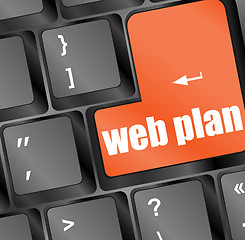 Image showing web plan concept with key on computer keyboard
