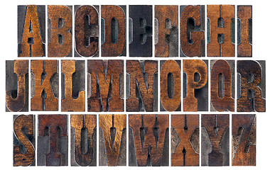 Image showing antique wood type alphabet