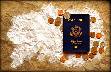 Image showing Finance Background of money for business, Passport and Dollars. Finance concept.