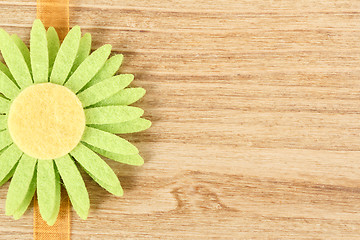 Image showing wooden board for spring message with flowers