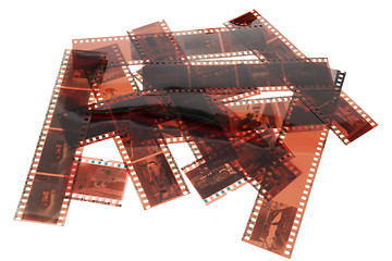 Image showing Close up image of an old 35 mm negative film strip