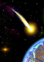 Image showing flying asteroid