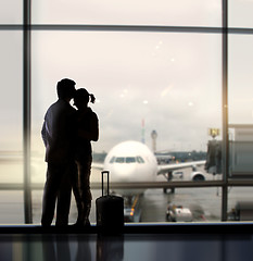 Image showing sweethearts in airport