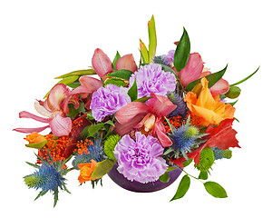 Image showing Floral bouquet of orchids, gladioluses and carnations arrangemen