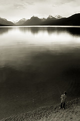 Image showing Boy Fishing, Lake McDonald