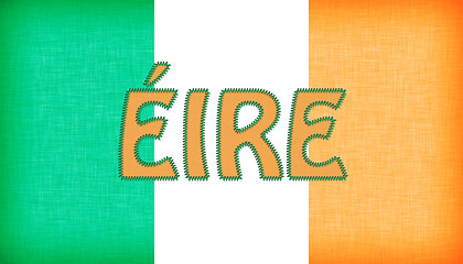 Image showing Flag of Ireland stitched with letters