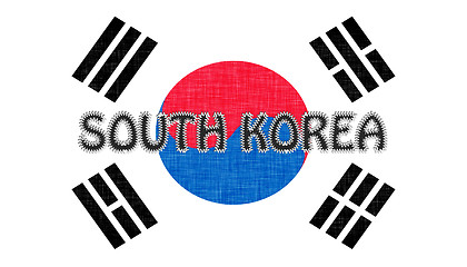 Image showing Flag of South Korea stitched with letters