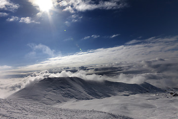 Image showing Off-piste slope in clouds