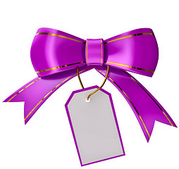 Image showing lilac Christmas bow with label