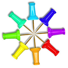 Image showing thumbtacks or pins arranged in a circle