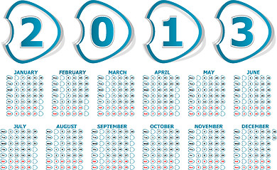 Image showing Simple 2013 year calendar