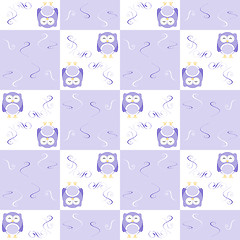 Image showing Cute blue seamless owl background patten for kids