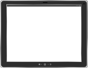 Image showing Tablet computer. Black frame vector tablet pc with white screen. isolated of background