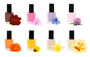 Image showing Collage Nail polish with flower 