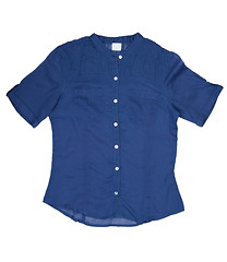 Image showing Fashionable women's blue shirt