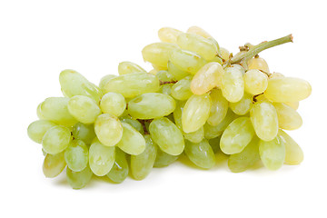 Image showing Bunch of white grapes with water drops isolated on white