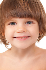 Image showing Close-up portrait of the girl child in the studio