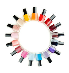 Image showing Nail polish arranged in a circle