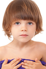 Image showing Portrait of a charming young girl close-up in the studio