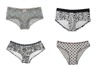 Image showing Collage of four simple gray women's panties.