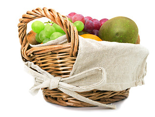 Image showing Fruits in the basket on a white background